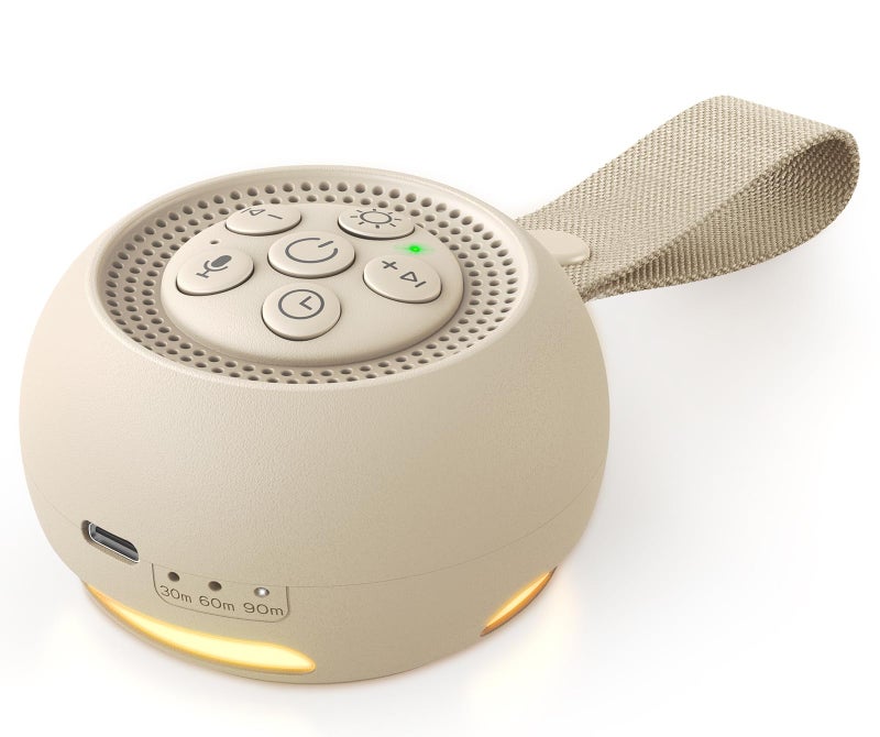 Babacom White Noise Machine with Voice Recording, 16 Soothing Sounds Portable Sound Machine with Night Light & Timer, Memory Function, Rechargeable Sleep Sound Machine for Baby Adults Nursery Gift
